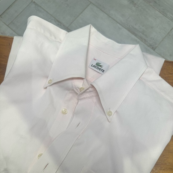Lacoste Other - Lacoste Men’s Light Pink Short-Sleeve Button-Up Oxford Shirt – Sz44 100% Cotton